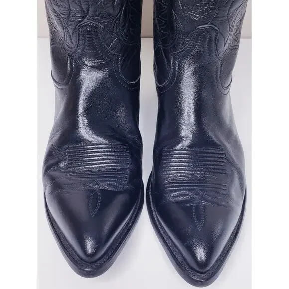 Vtg. TONY LAMA Western Cowboy Boots Black Leather 6711 Men's 9 EE *NOT WIDE* - Picture 7 of 16